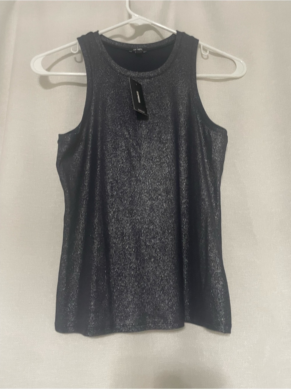Express Women Metallic Black Tank Top size M